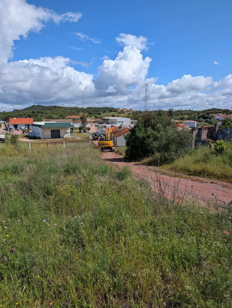 Algarve village seen from a grassy hillside